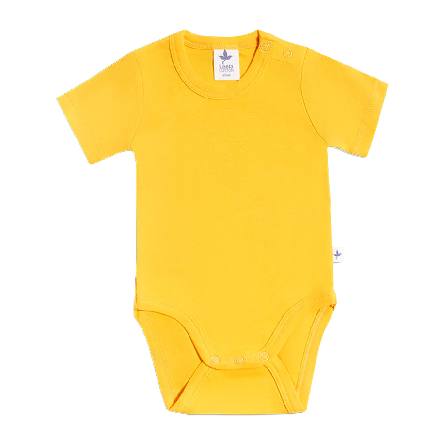 Leela Body Maniche Corte Giallo Cotone Organico Neonato