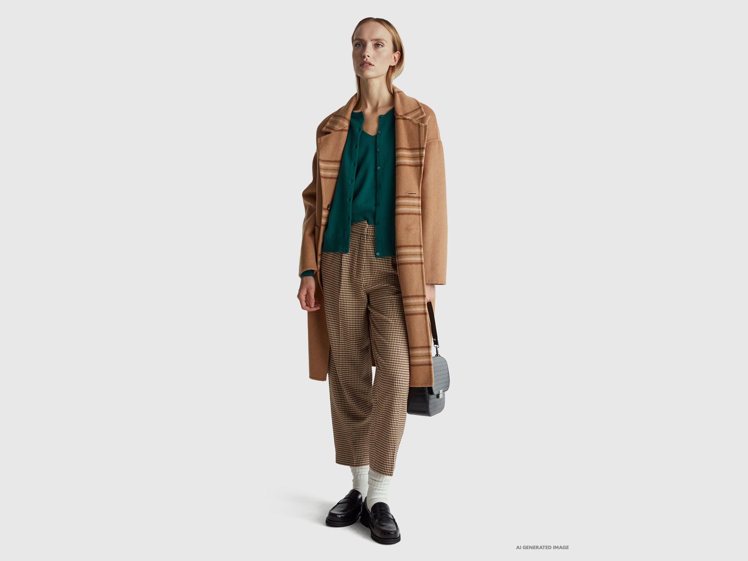 United Colors of Benetton Cardigan Verde Lana Merino Donna M