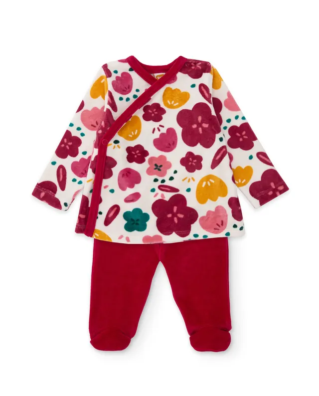 TucTuc Completi neonata bordeaux floreale 2 pezzi