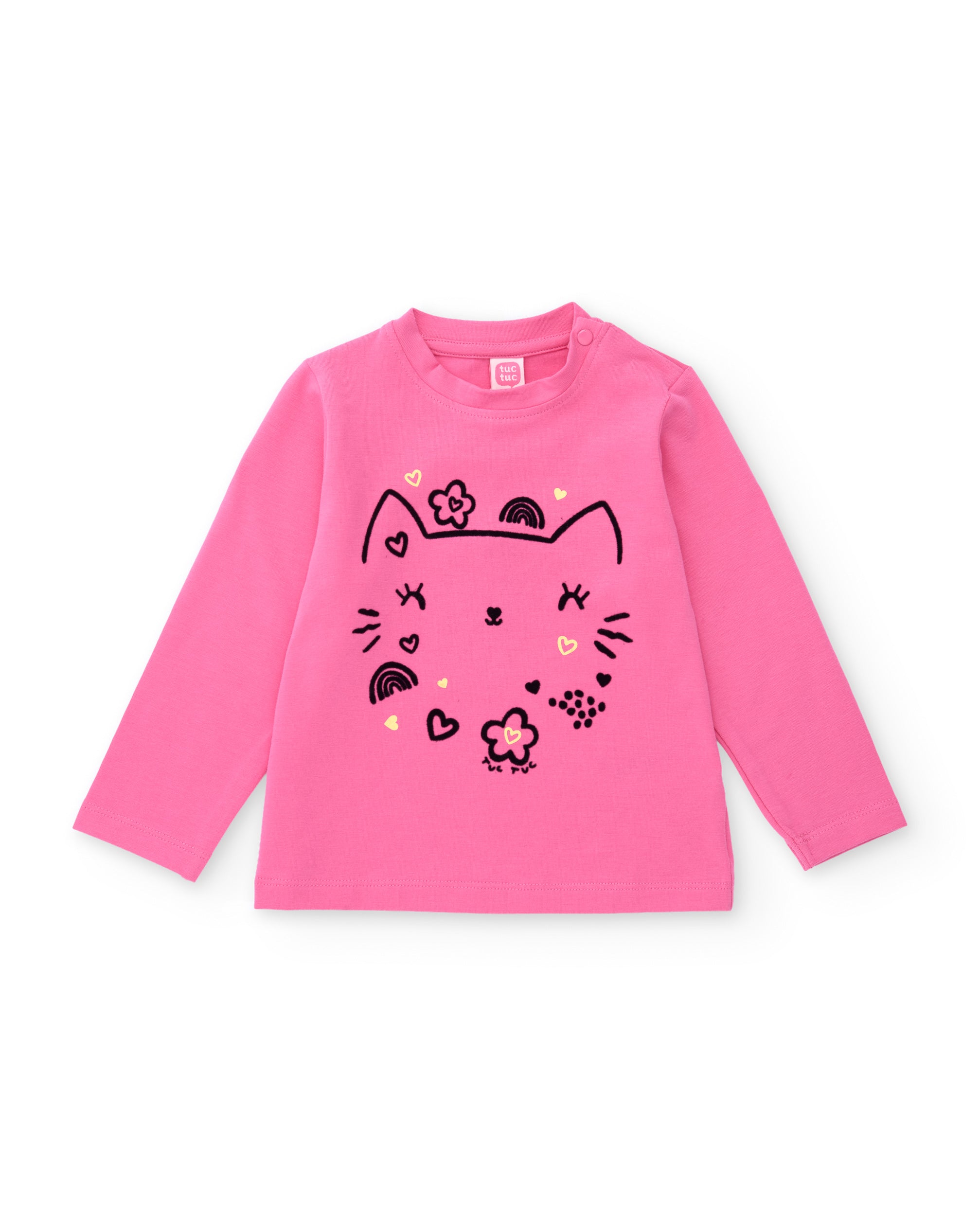 TucTuc Magliette maglietta bambina rosa gatto maniche lunghe