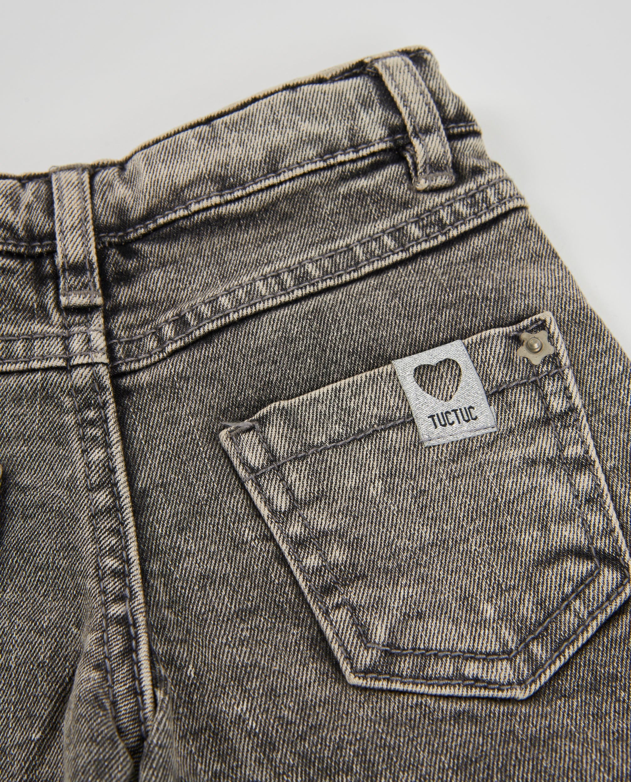 TucTuc Pantaloni Jeans Bambina Rosa Cuori Slavato