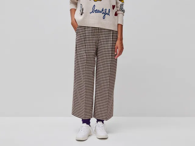 United Colors of Benetton Pantaloni gingham quadri viscosa