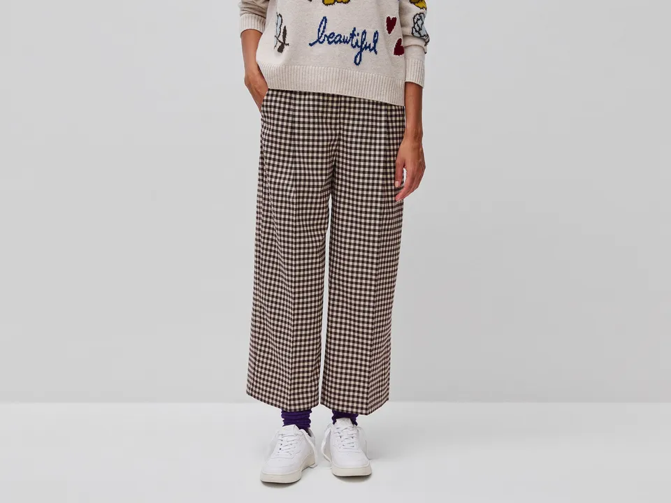 United Colors of Benetton Pantaloni gingham quadri viscosa