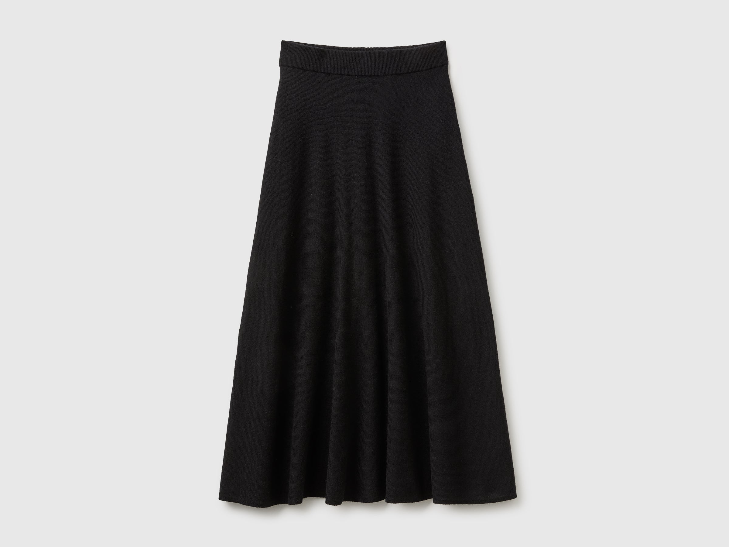 Benetton gonna midi maglia misto lana svasata M