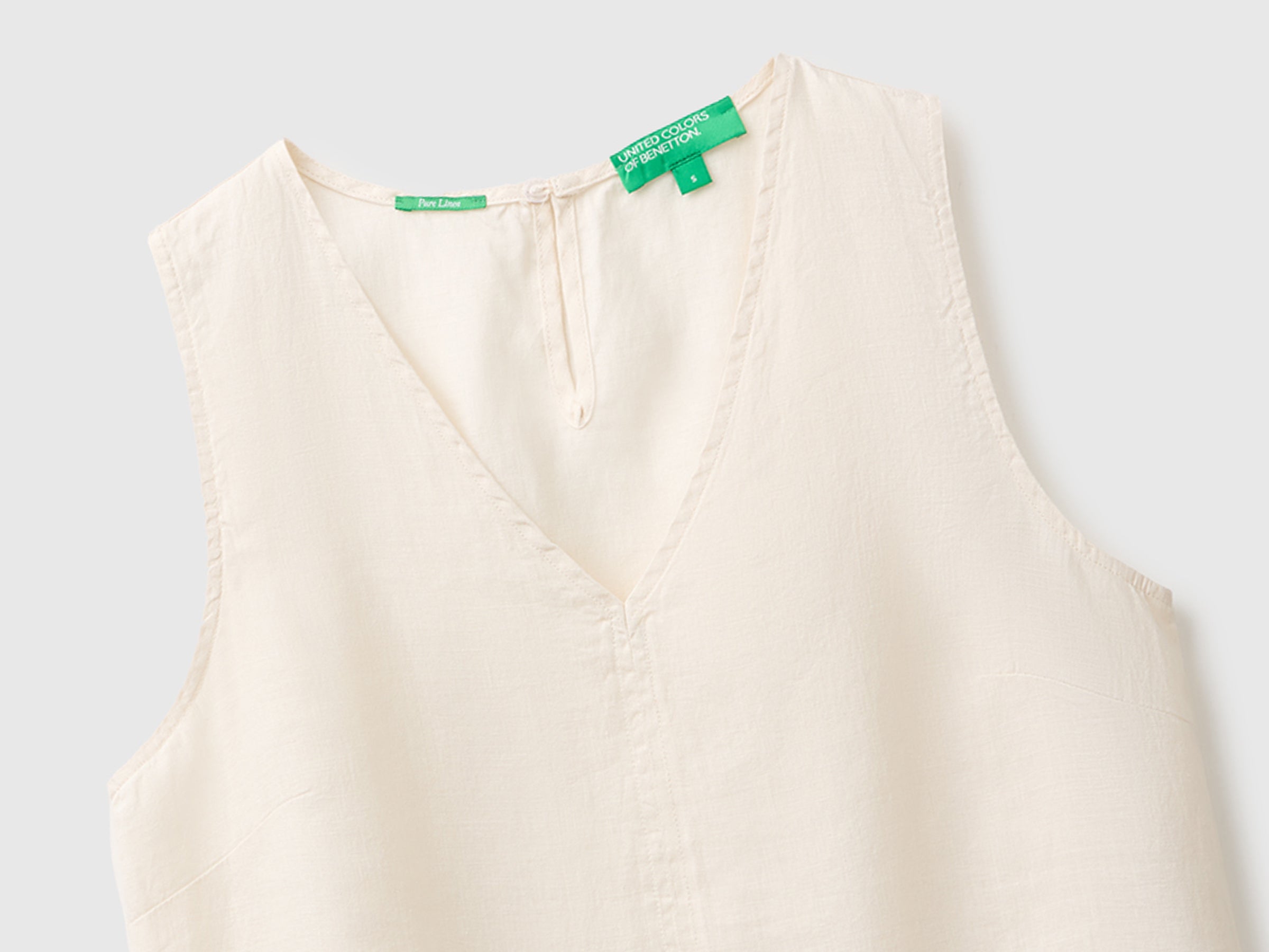 United Colors of Benetton Top lino scollo V smanicato