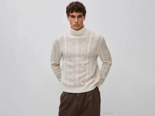 United Colors of Benetton maglione lana collo alto bicolore taglia M