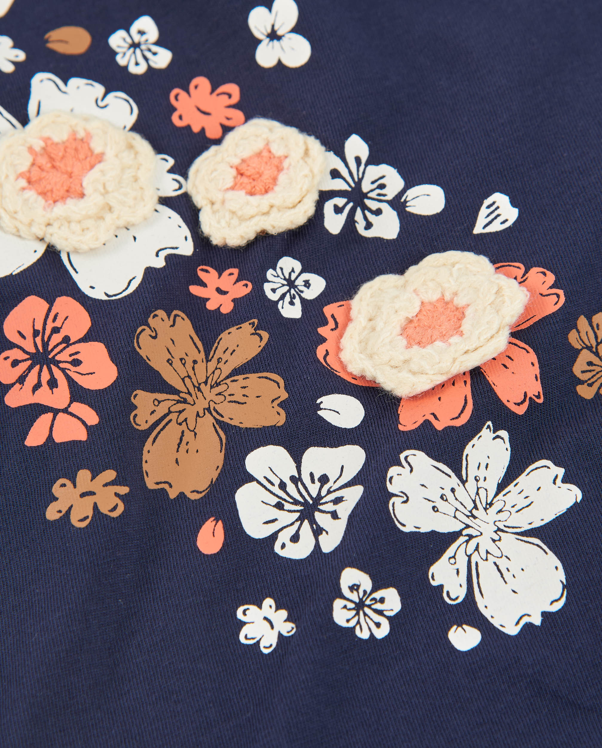 TucTuc Magliette maglia bambina blu navy floreale