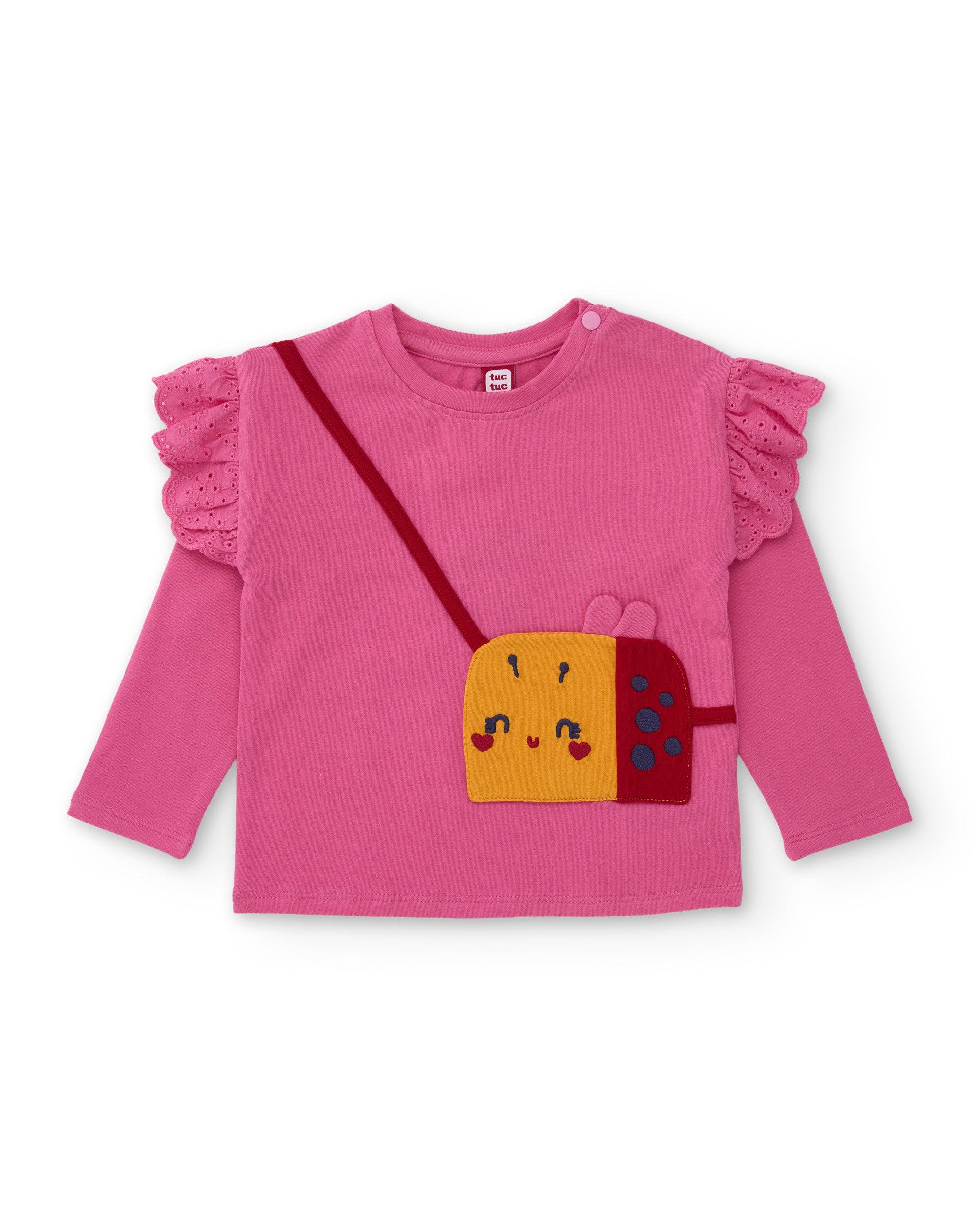 TucTuc Magliette Maglietta Bambina Rosa Volant Stampa