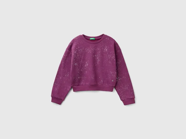 United Colors of Benetton felpa oversize glitter strass cotone