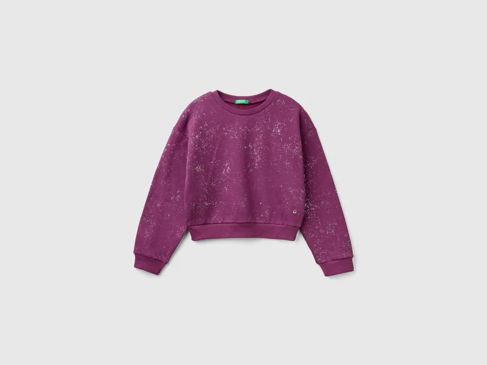 United Colors of Benetton felpa oversize glitter strass cotone