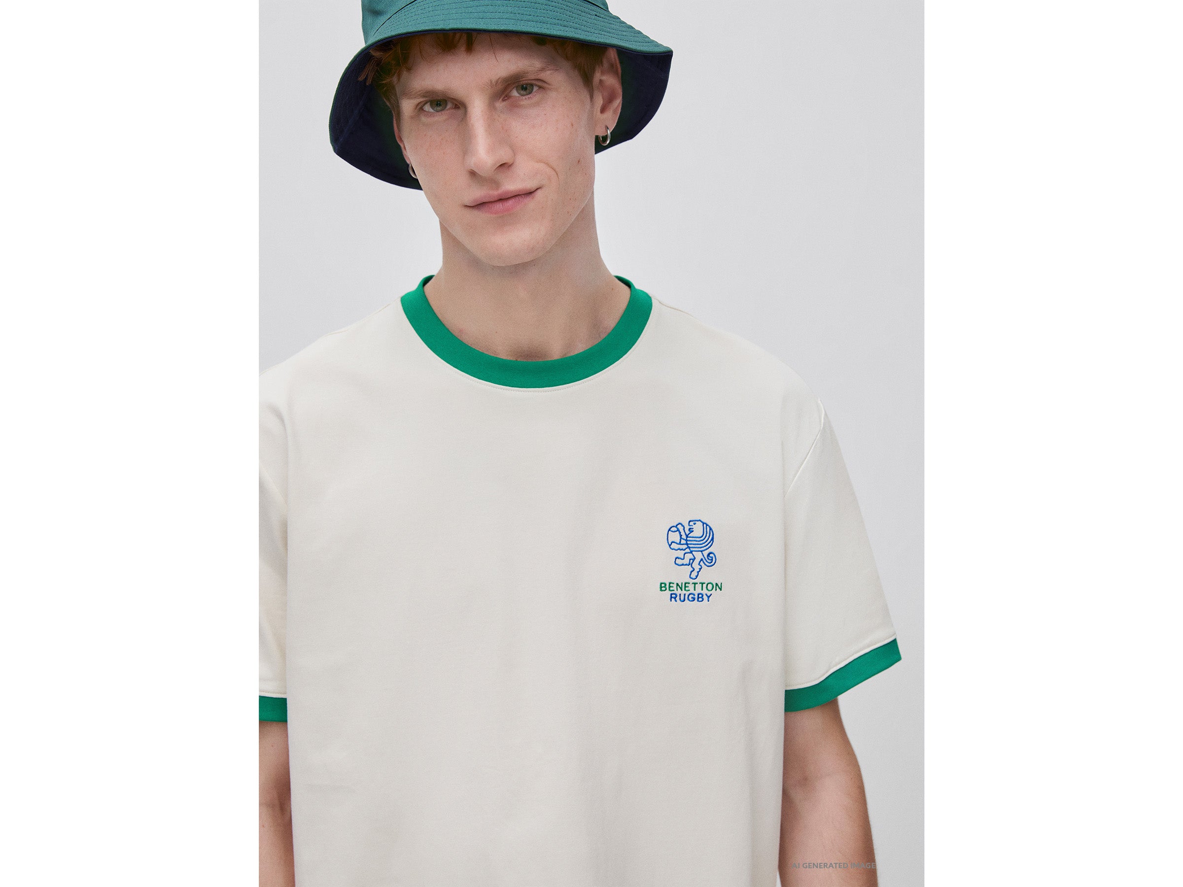 United Colors of Benetton Rugby T-shirt Cotone Bianca Manica Corta M