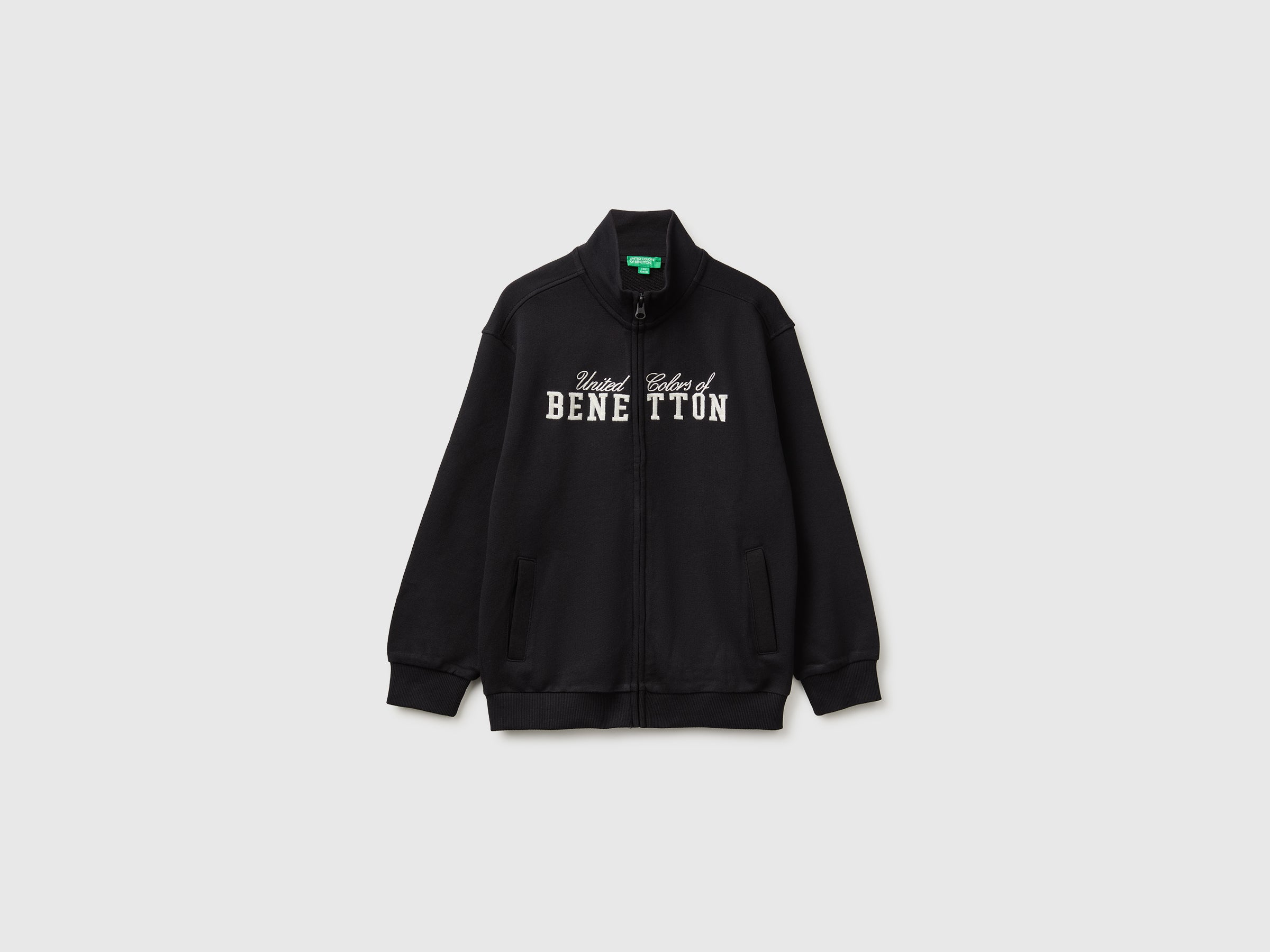United Colors of Benetton Felpa zip puro cotone collo alto taglia L