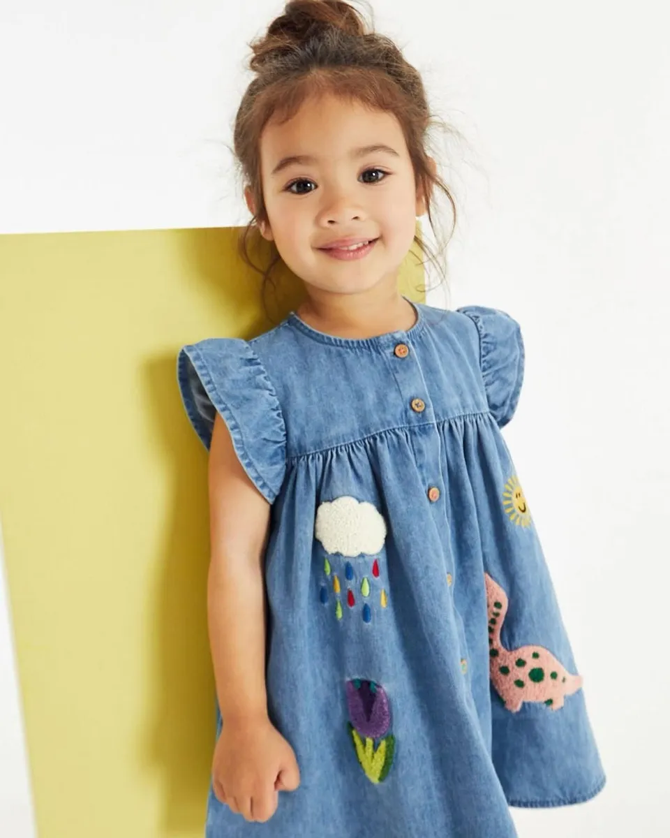 Kokarcia vestito denim leggero bambina 2-3 anni 98 cm cotone