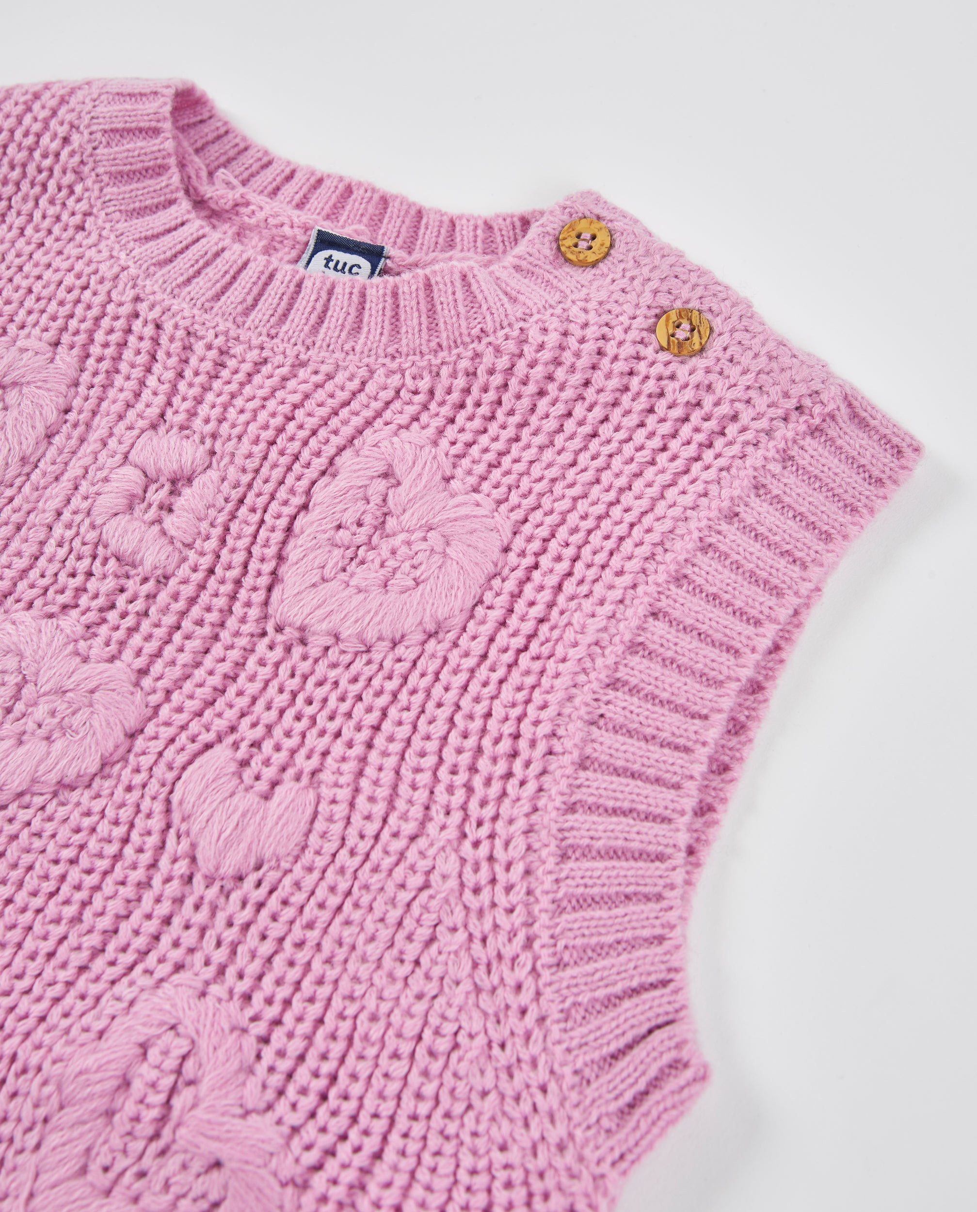 TucTuc Maglioni gilet bambina tricot rosa motivo cuori caldo