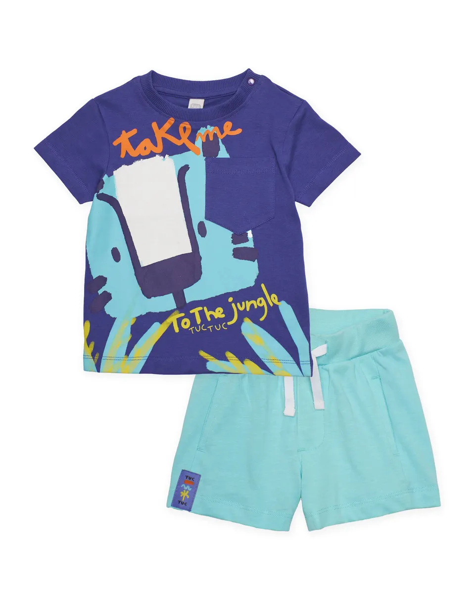 TucTuc Completi Maglia Jungle Lilla Bermuda Bimbo