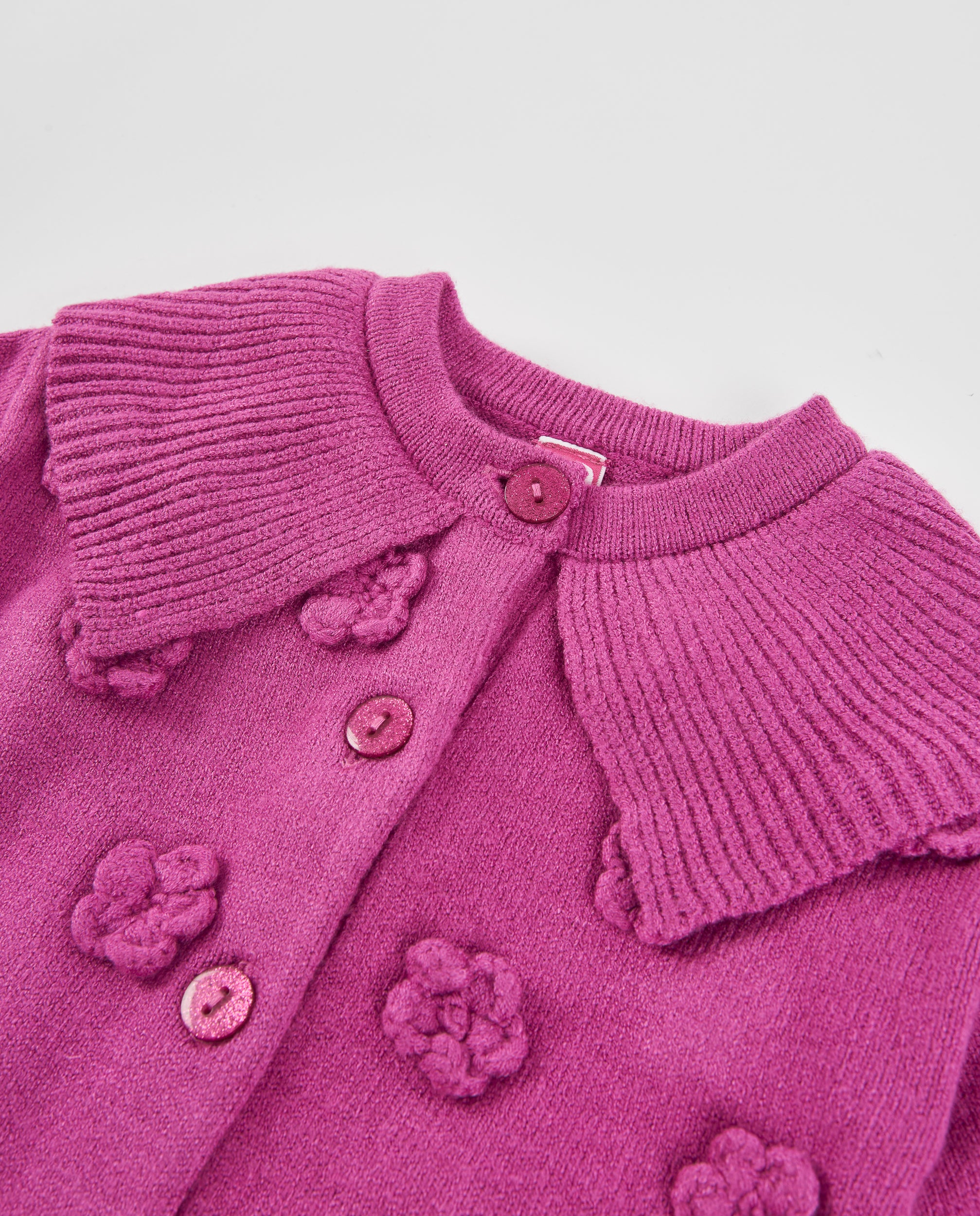 TucTuc Maglioni Giacca Bambina Tricot Viola fiori bottone