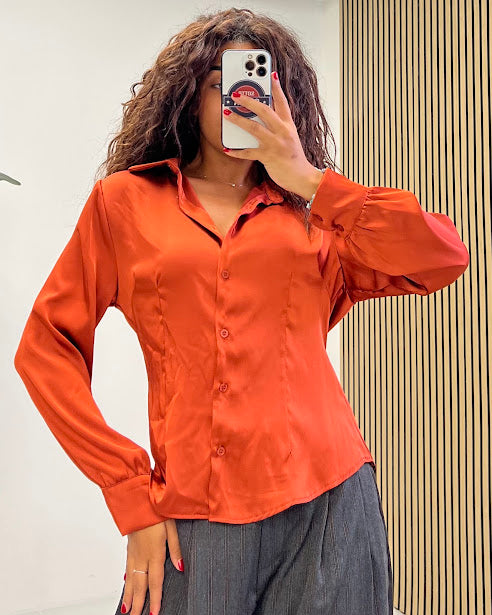 Sottosopra GM36 camicia raso tinta unita marrone taglia unica