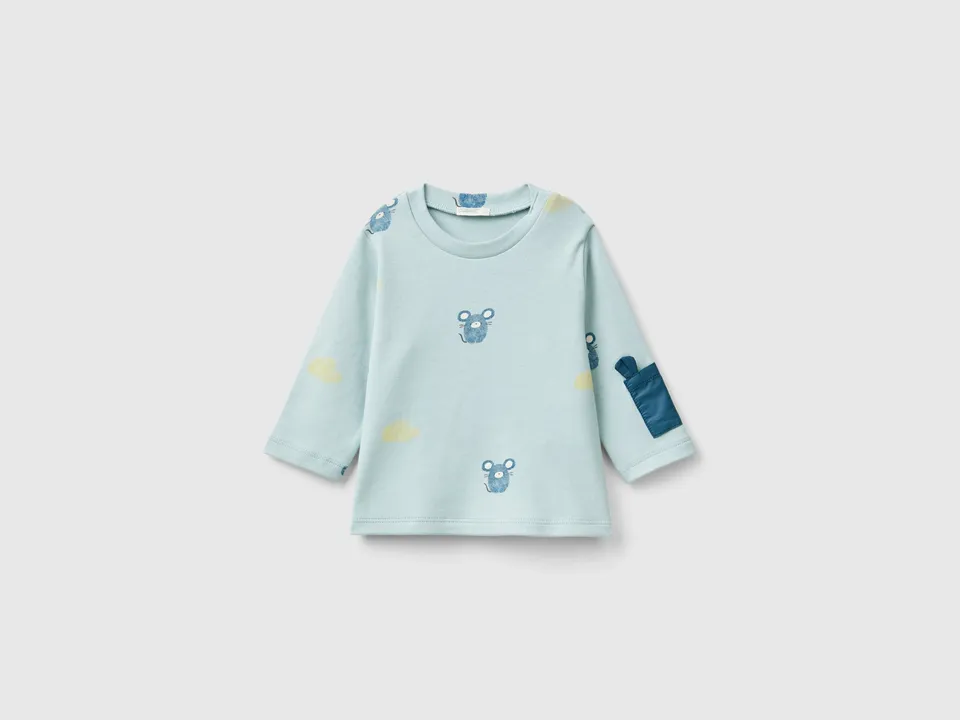 United Colors of Benetton T-Shirt Neonato Cotone Stampa Topo