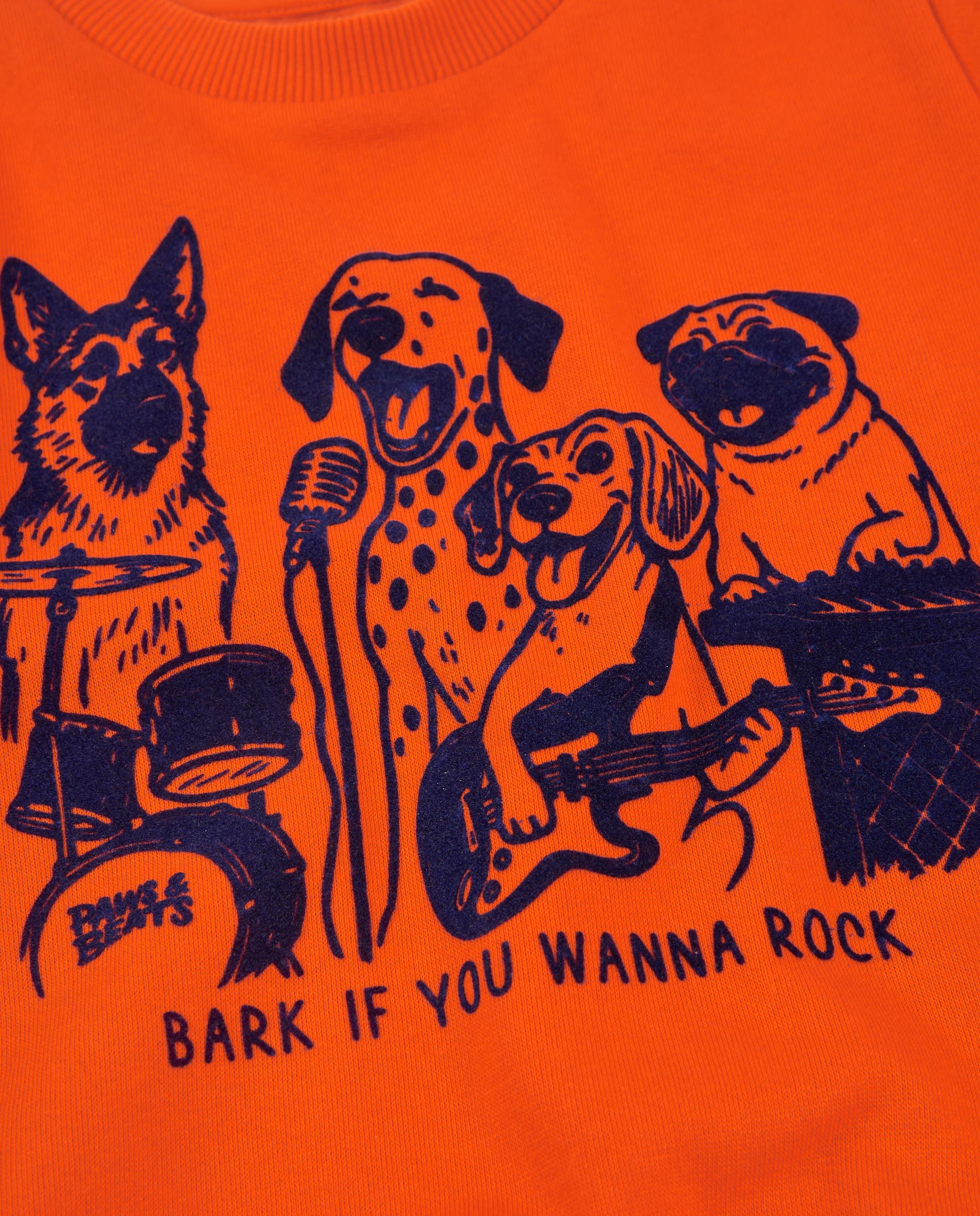 TucTuc Felpe felpa bambino arancione cani rocker cotone