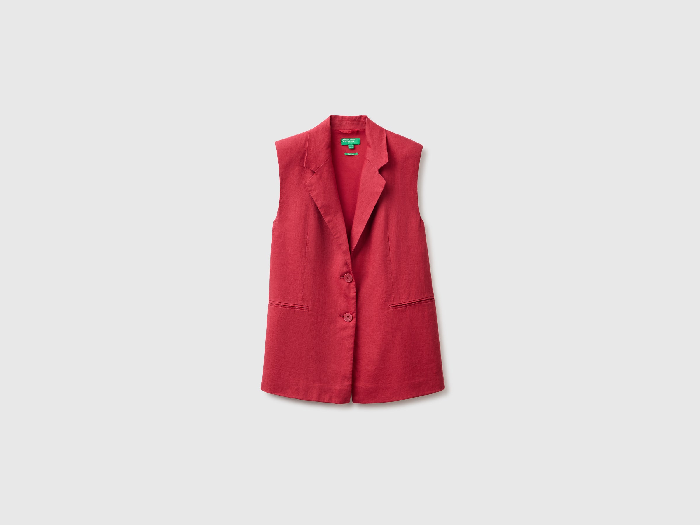 United Colors of Benetton Gilet Lungo in Lino 100% Europeo