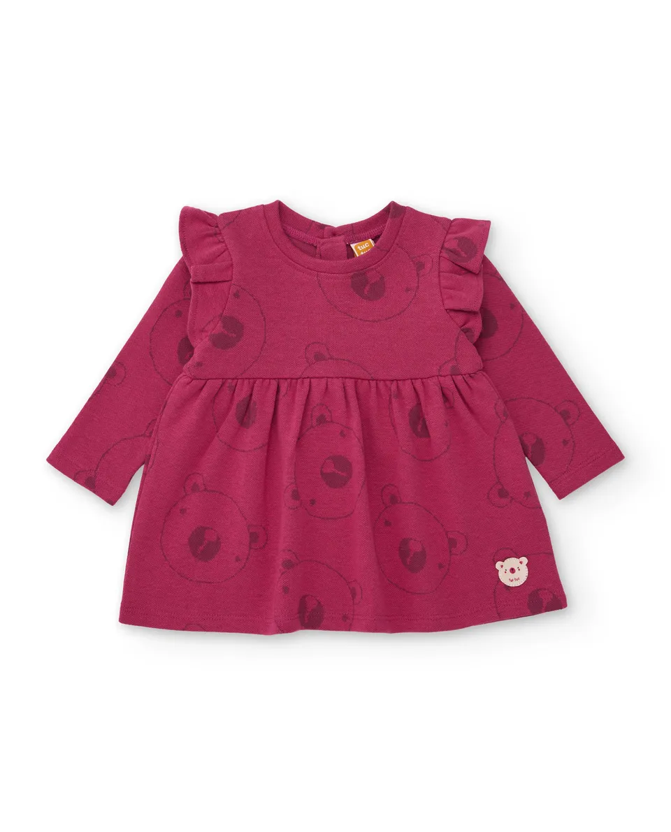 TucTuc Vestiti vestito neonata bordeaux orsetti
