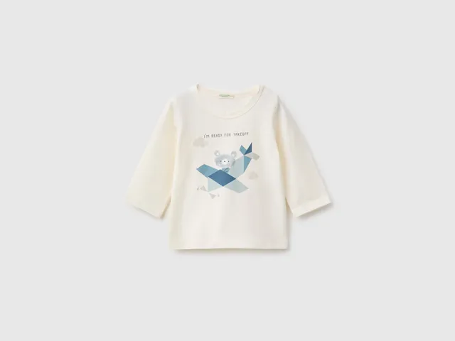 United Colors of Benetton T-shirt neonato cotone bio stampa animali
