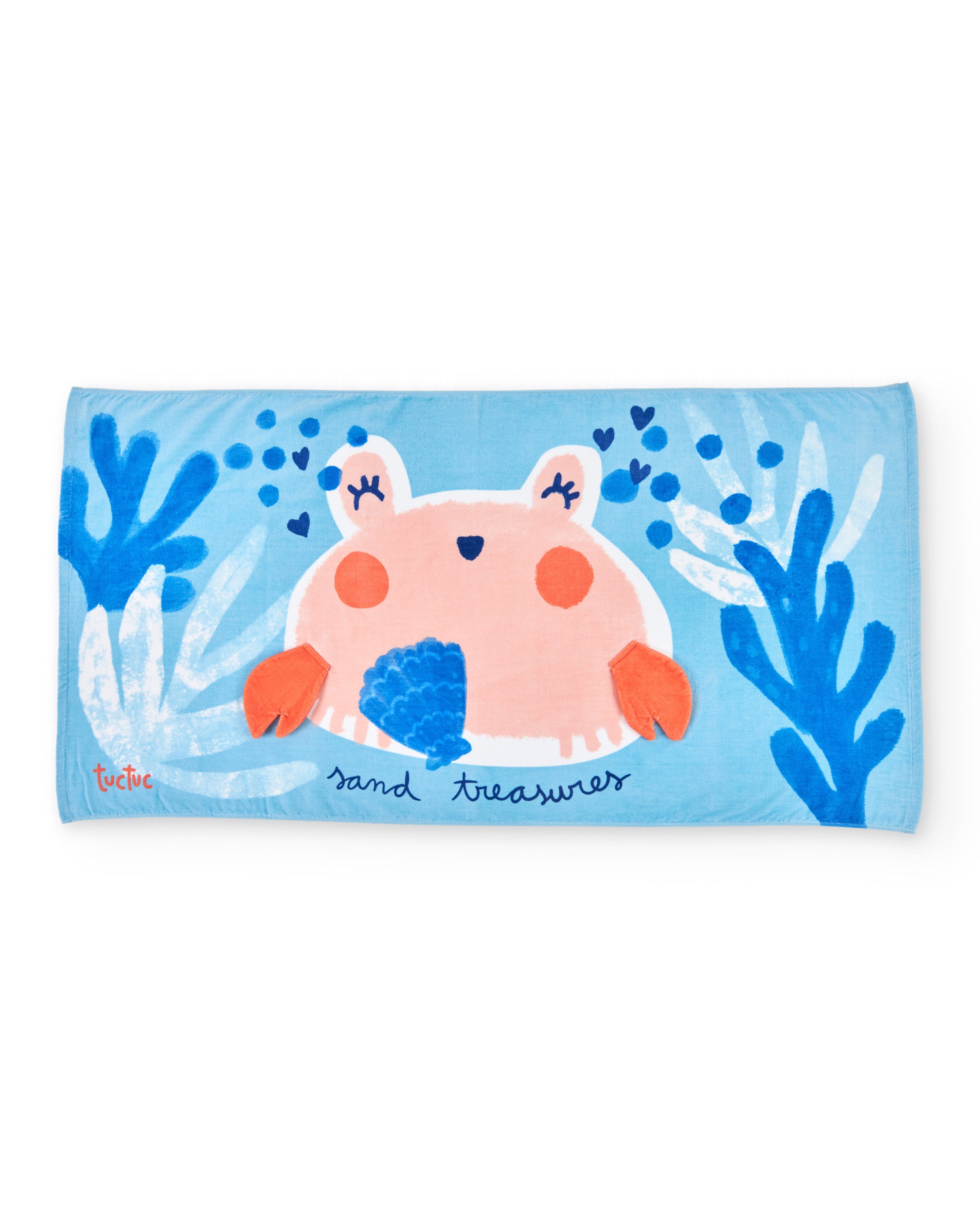 TucTuc Asciugamani telo bambina blu stampa granchio