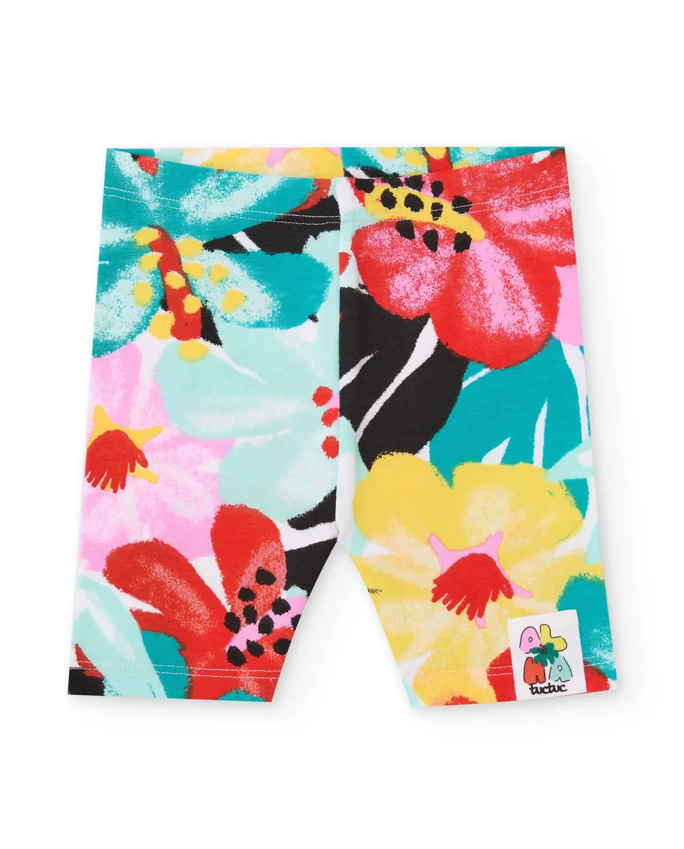 TucTuc Leggings bambina multicolore fiori elastici