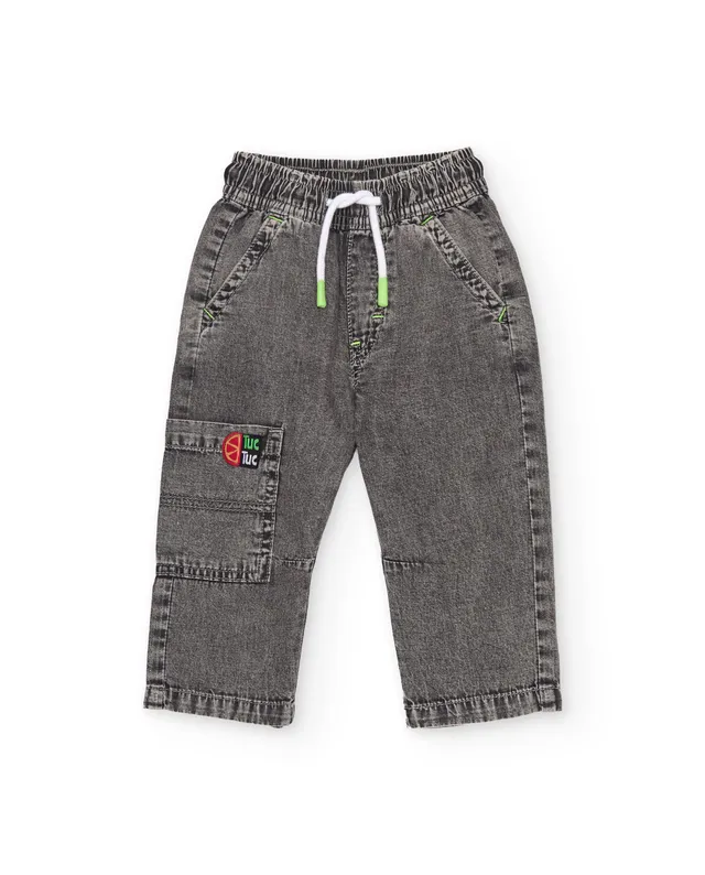 TucTuc Pantaloni jeans bambino grigio denim lavato cargo