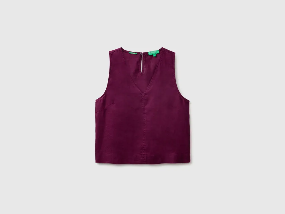 United Colors of Benetton Top Smanicato Lino Scollo V