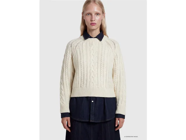 Benetton Sweaters maglione trecce 100% lana taglia XS