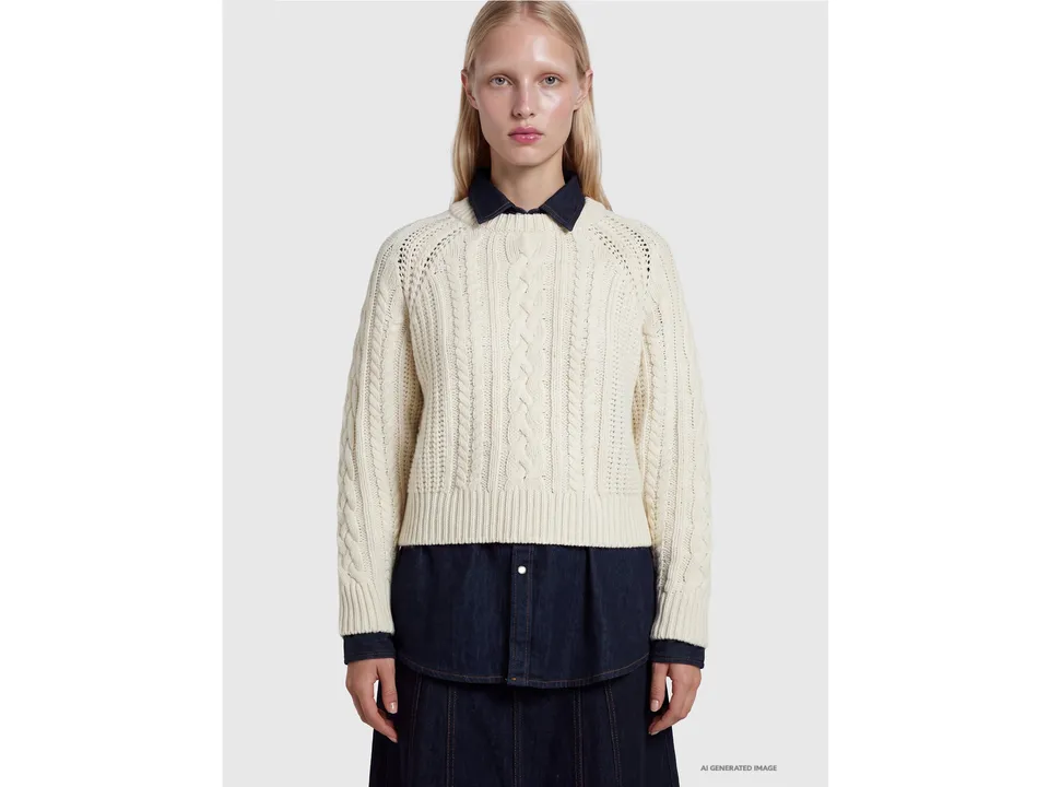 Benetton Sweaters maglione trecce 100% lana taglia XS