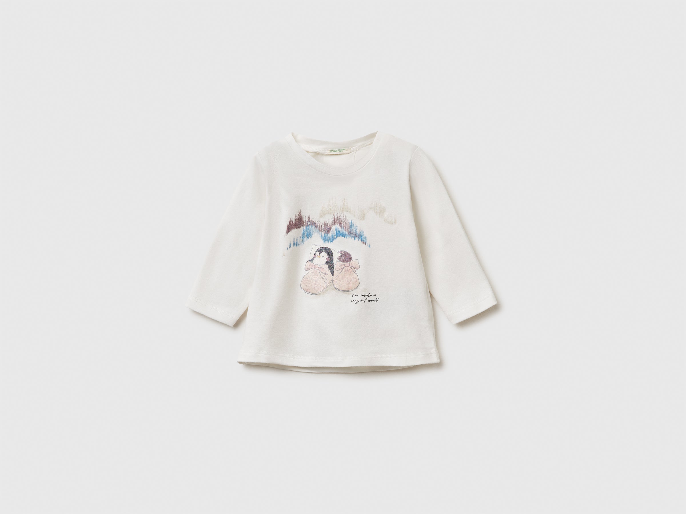 United Colors of Benetton t-shirt neonato cotone bio glitter taglia 68