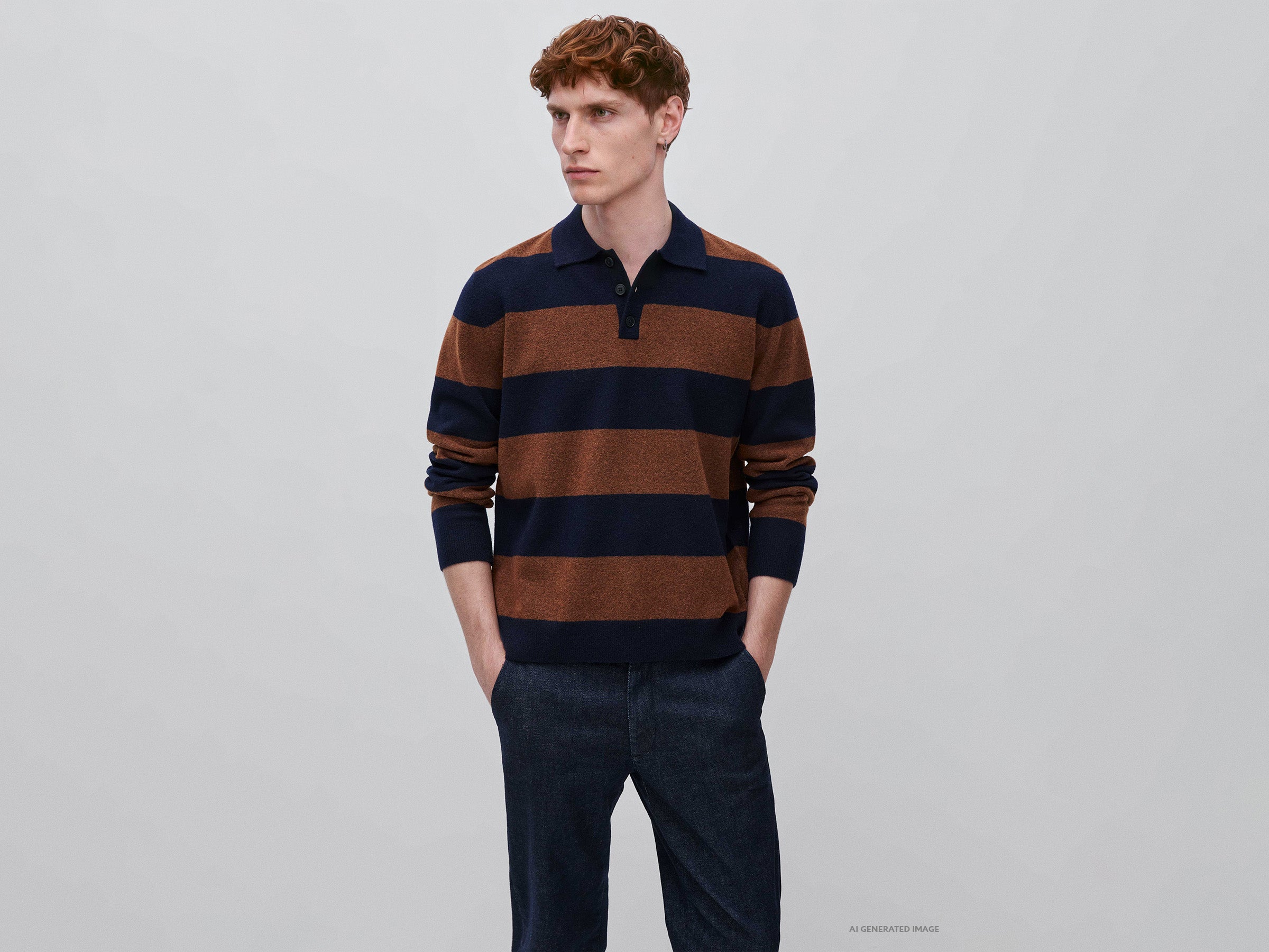 Benetton Sweaters polo maglione lana righe S