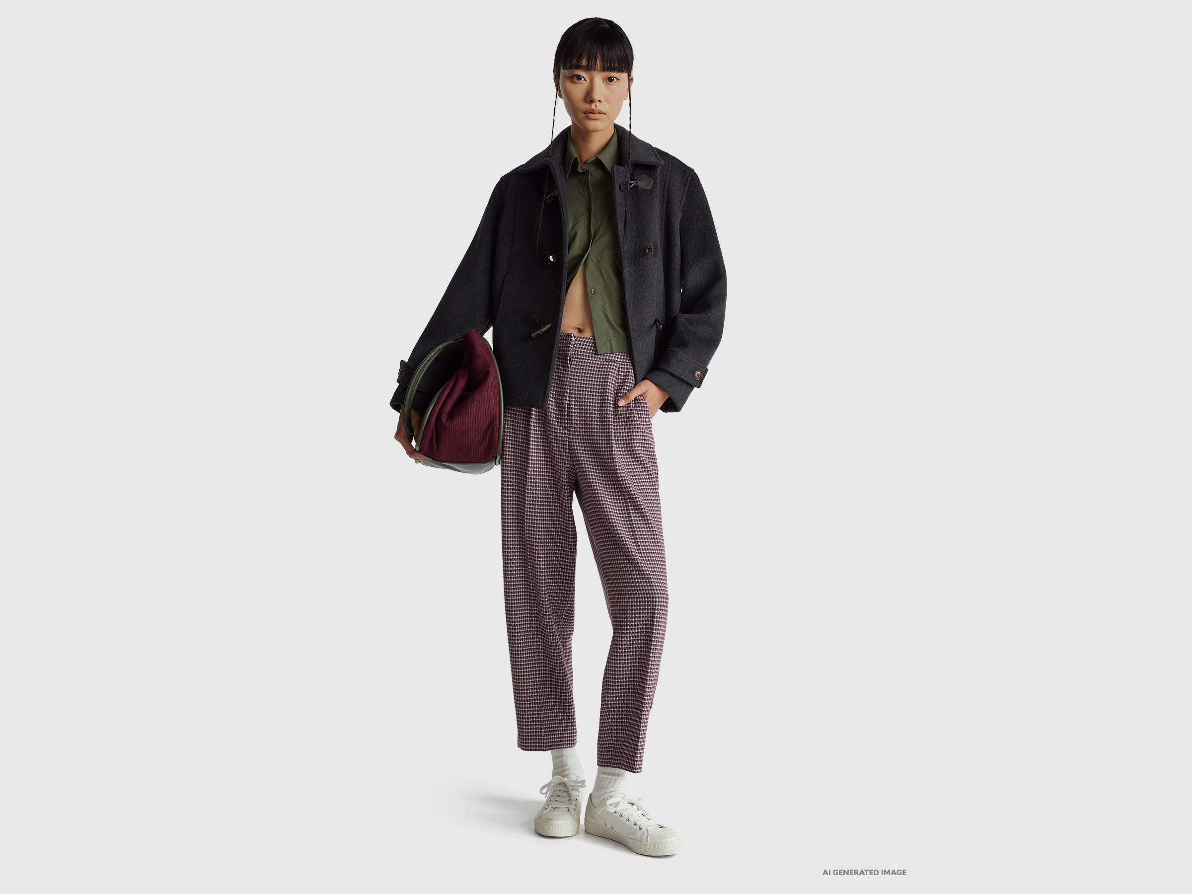 United Colors of Benetton Trousers Flanella Pied de Poule 42