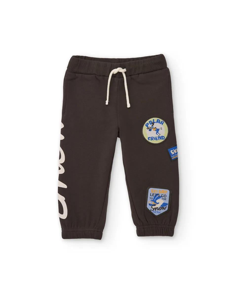 TucTuc Pantaloni Felpa Bambino Marrone Vita Elasticizzata
