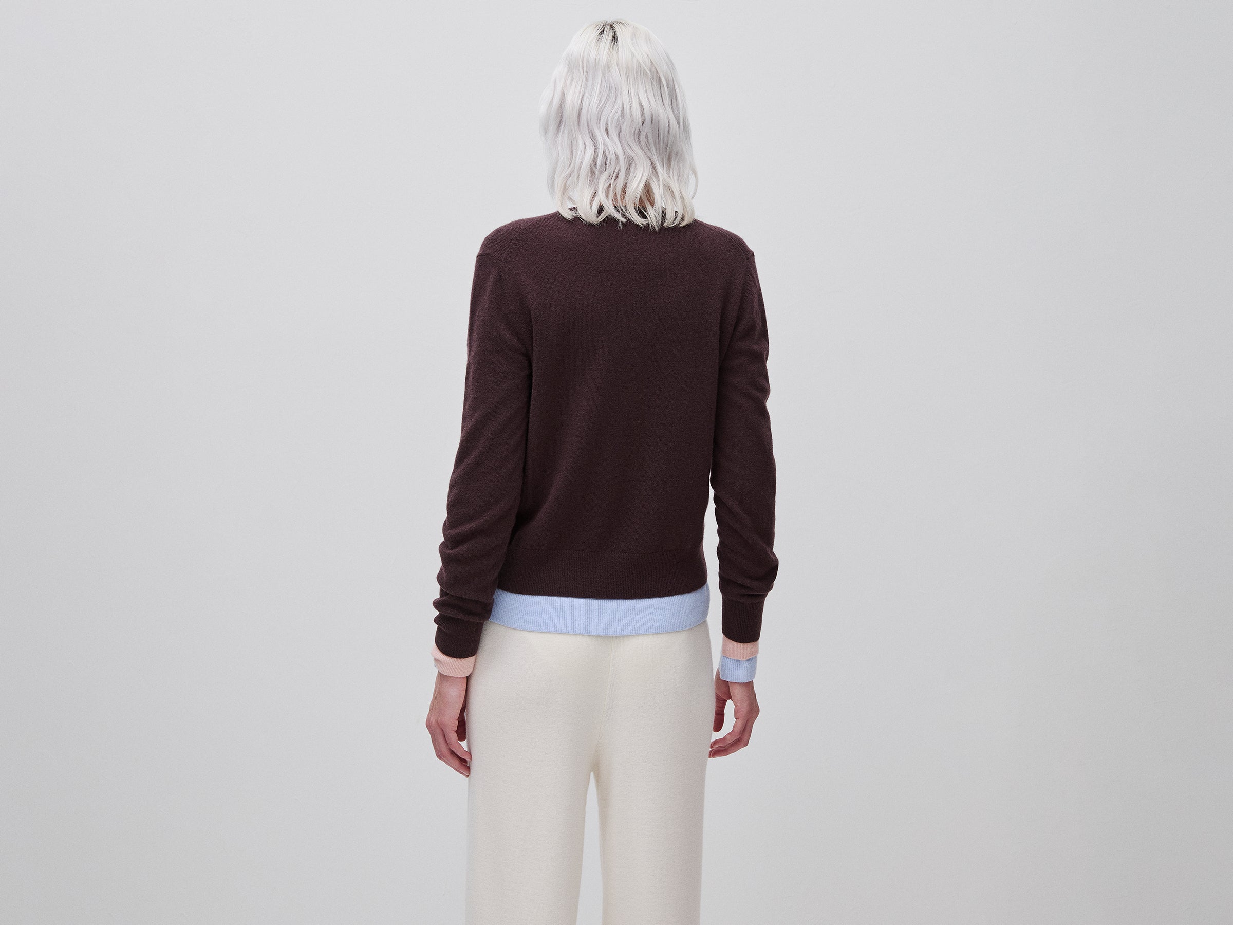 United Colors of Benetton Maglione scollo a V lana merino cioccolato