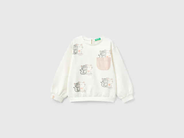 United Colors of Benetton felpa bambina gattino cotone 104