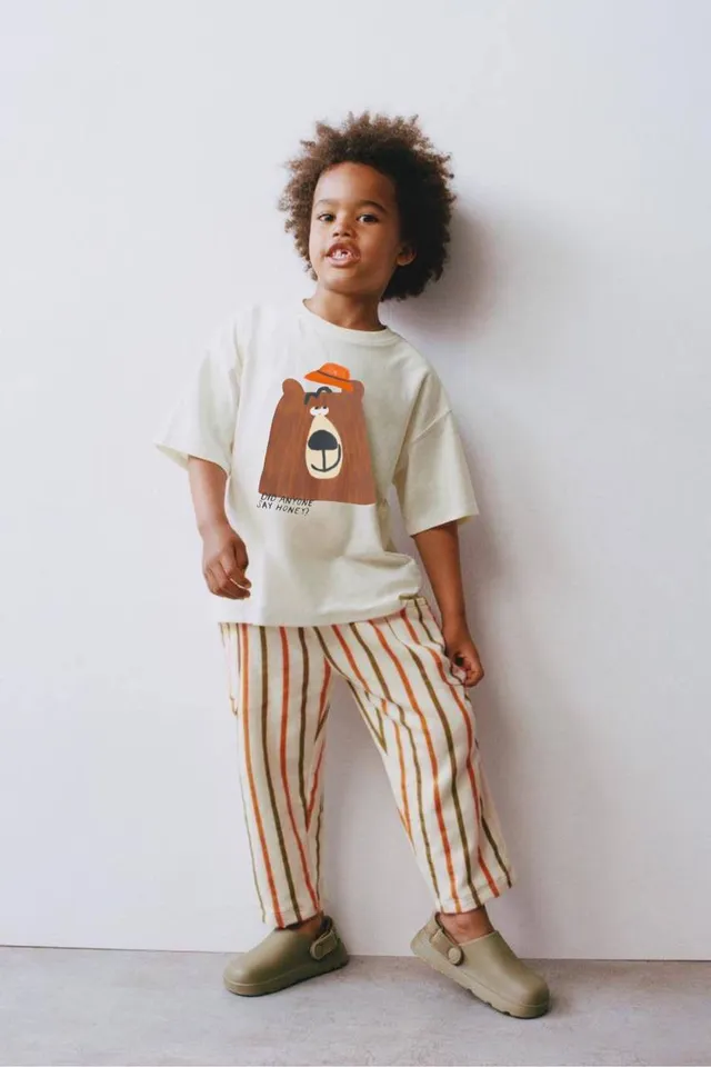 Kocarcia Completo t-shirt orsetto e pantaloni righe cotone
