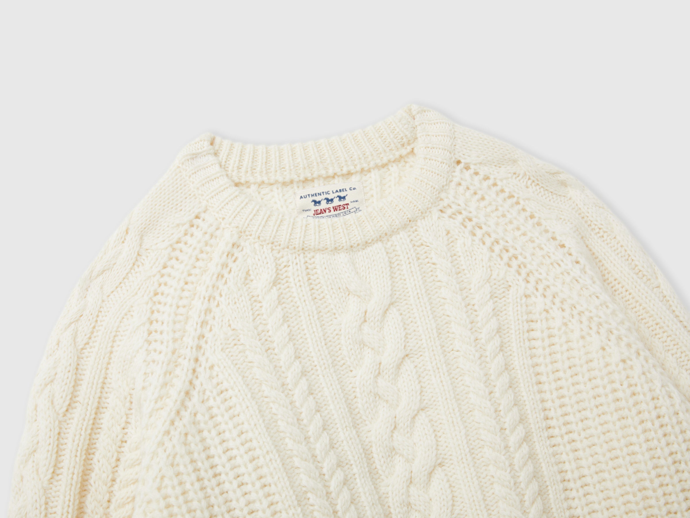 Benetton Sweaters maglione trecce 100% lana taglia XS