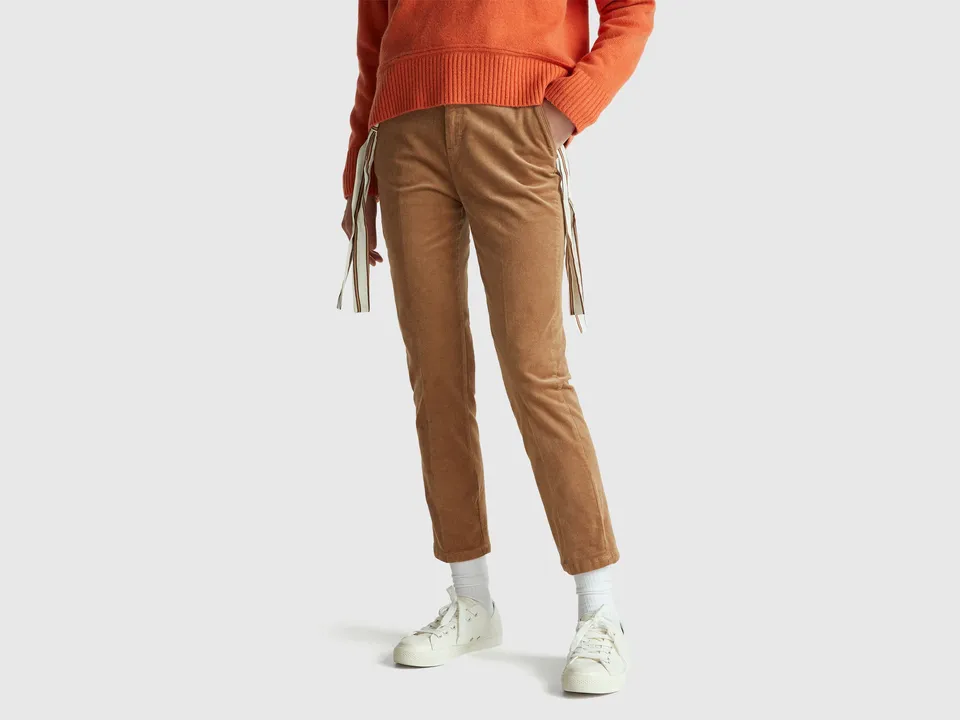 United Colors of Benetton Trousers Chino Velluto 38 Cotone Modal