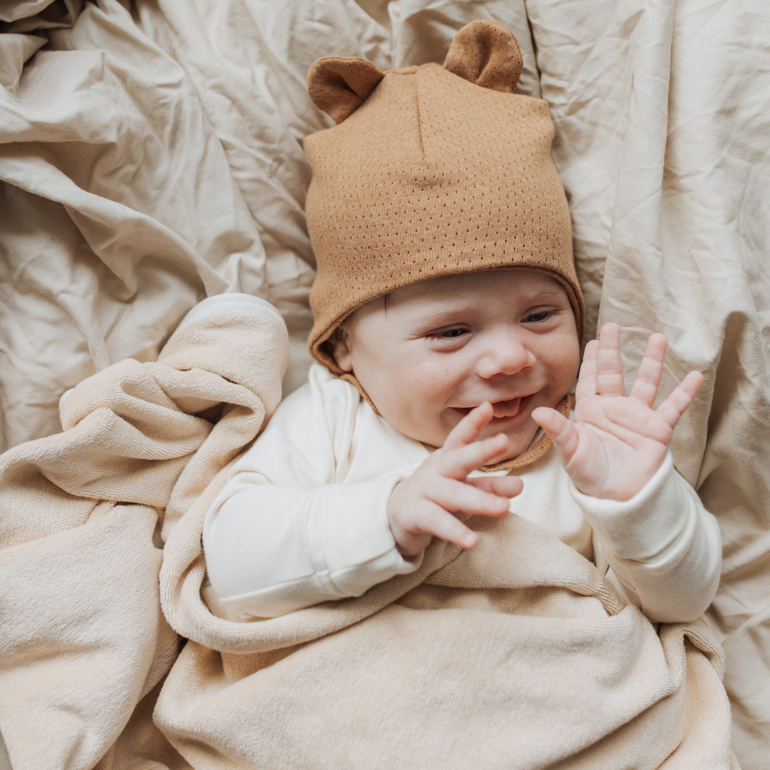 Woolly Organic Hat Teddy Ears cappello orsetto cotone bio