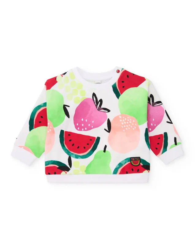 TucTuc Felpe felpa bambina bianca stampa frutta