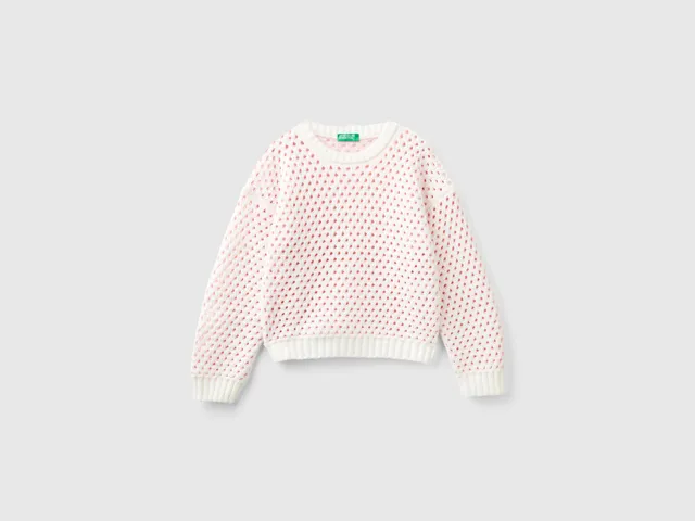 United Colors of Benetton Chenille Mesh Maglione Ciniglia Traforato
