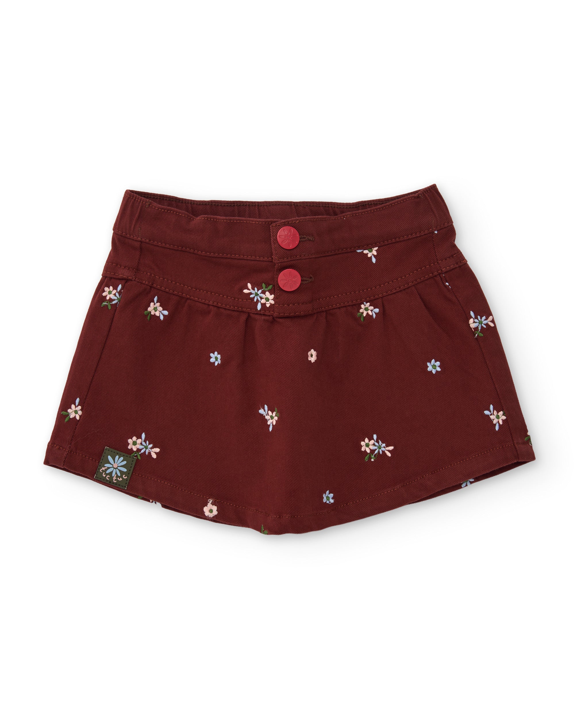 TucTuc Gonne Gonna Bimba Cotone Bordeaux Ricami Floreali