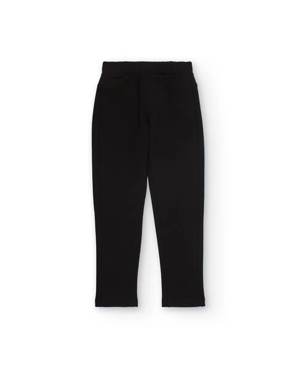 TucTuc Leggings Felpa Bambina Neri Elastico Aderente