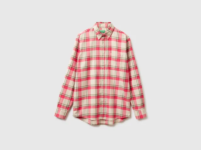 United Colors of Benetton Camicia donna flanella quadri cotone taglia M