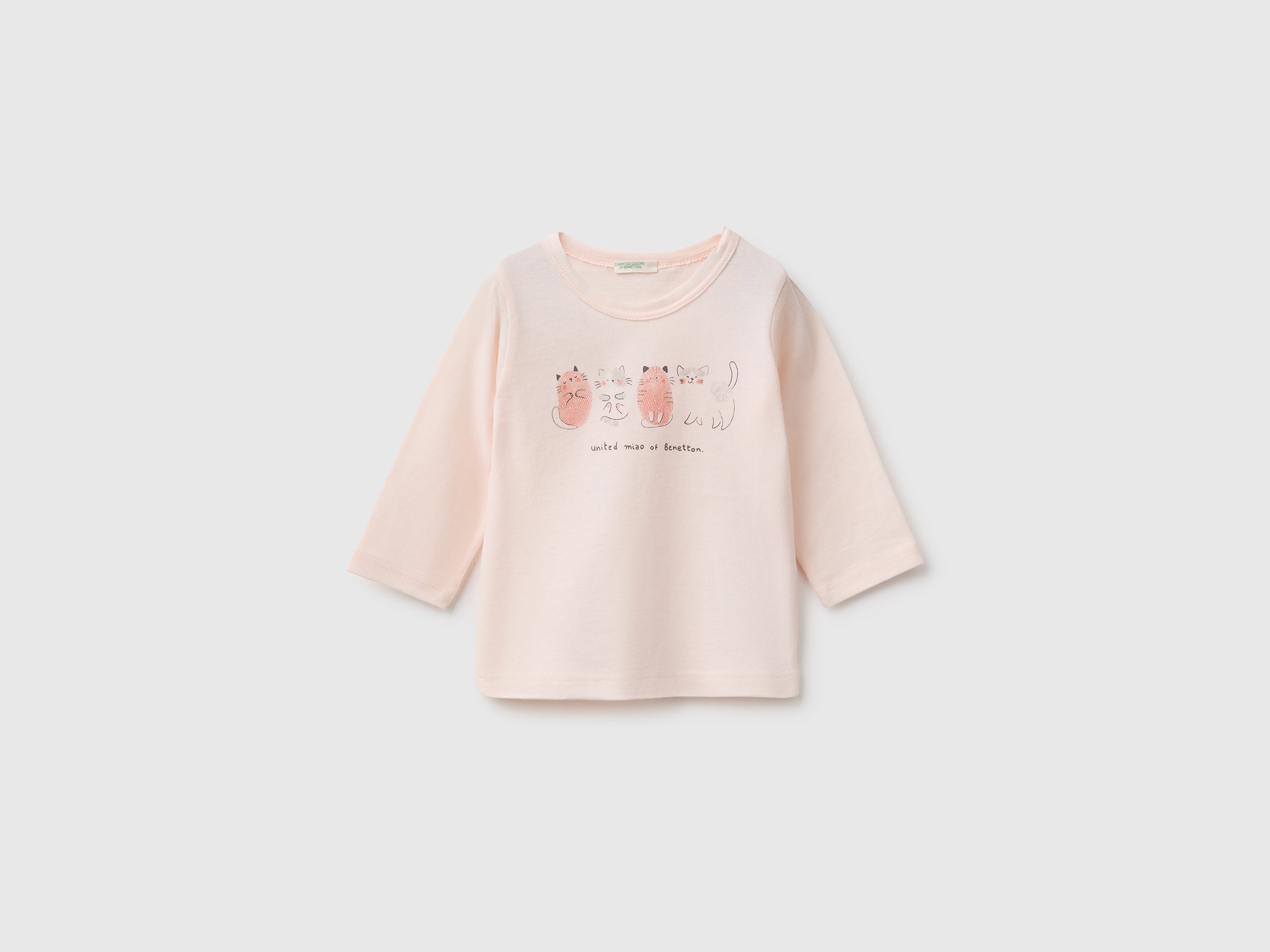 United Colors of Benetton T-shirt cotone biologico manica lunga stampa animali