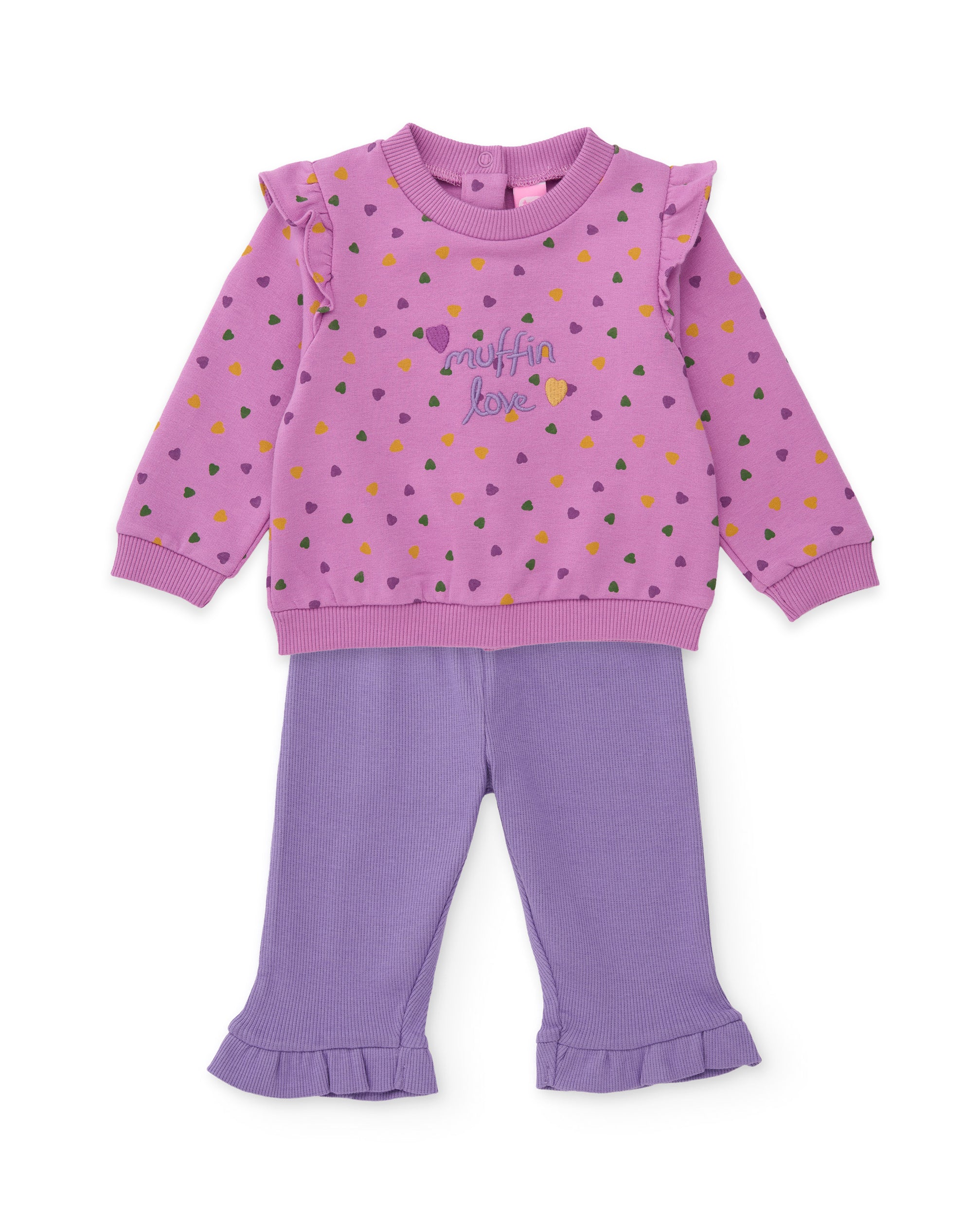 TucTuc Completi felpa neonato viola cuori 2 pezzi