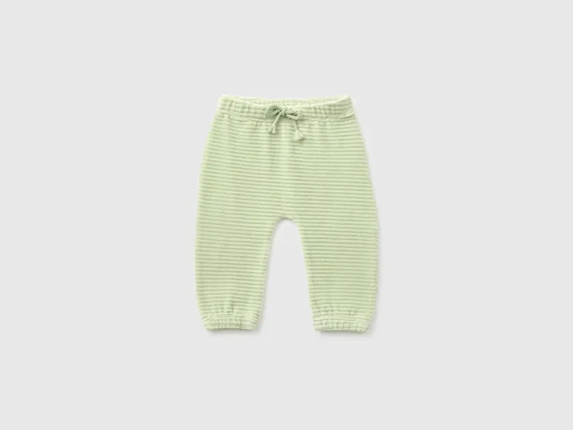 United Colors of Benetton pantaloni ciniglia cotone ricamo neonato